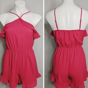 Hot pink Ruffle Romper